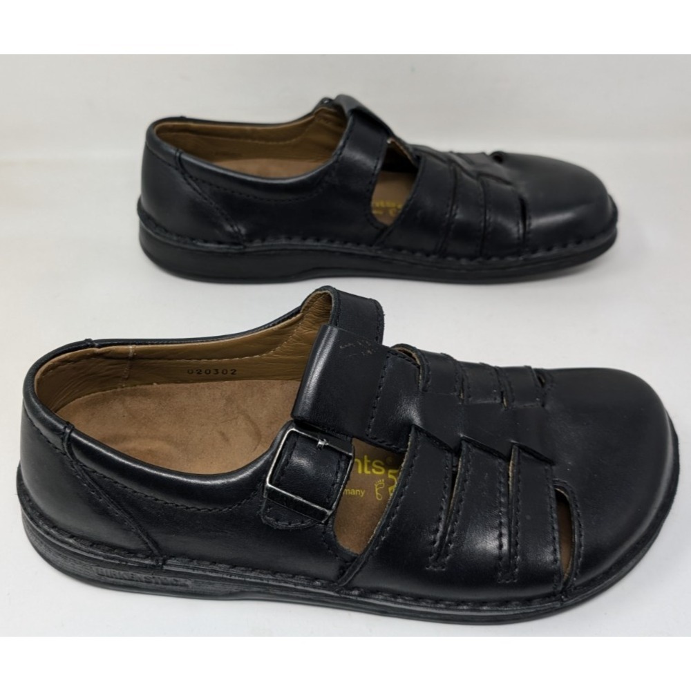 Birkenstock Footprints Madeira Fisherman Sandals Mens 10 EU 43 Black Leather